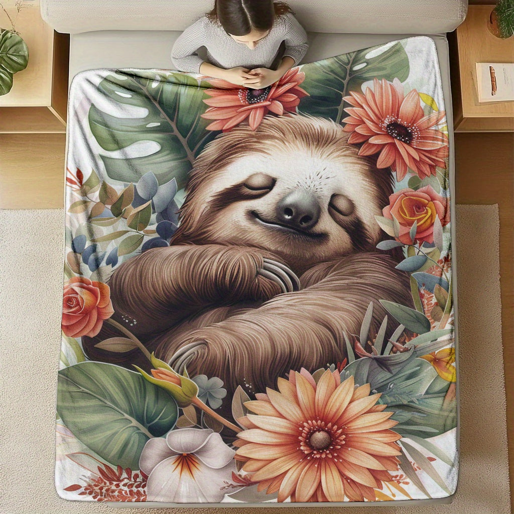 Sloth Floral Blanket