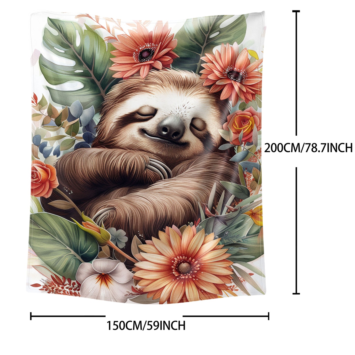 Sloth Floral Blanket