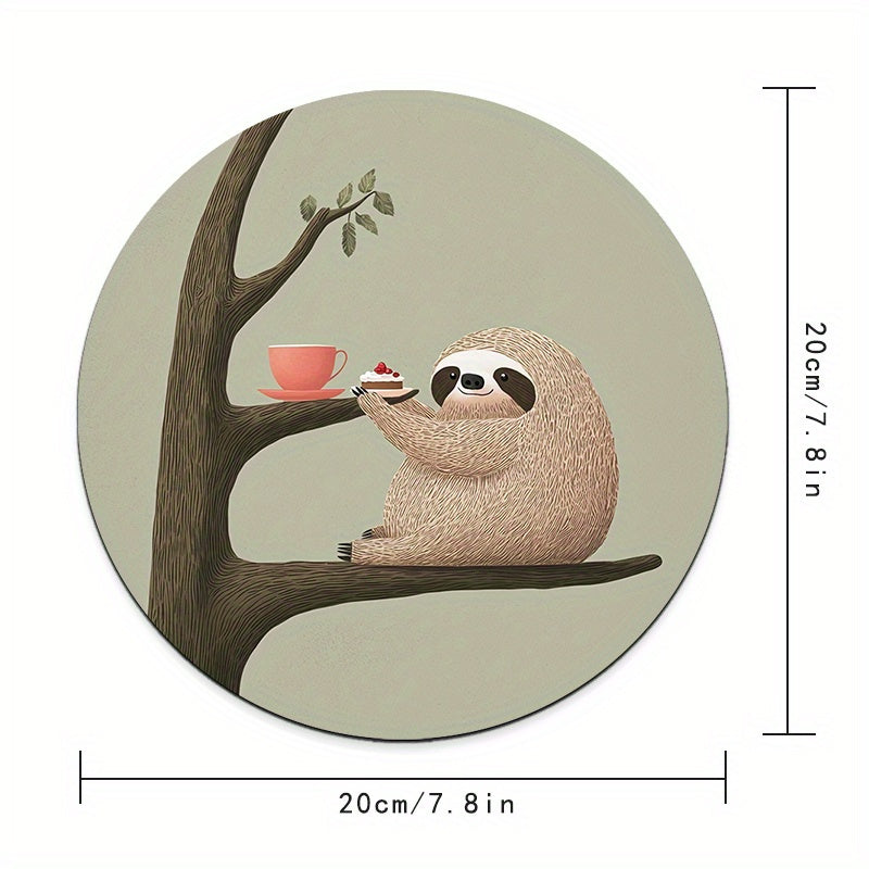 Sloth Afternoon Tea Round Mouse Pad