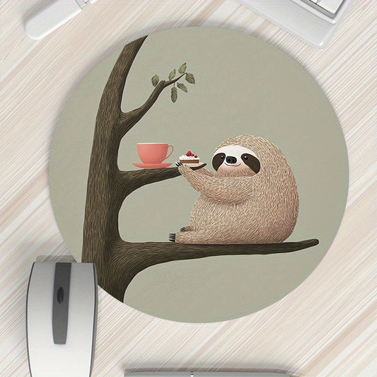 Sloth Afternoon Tea Round Mouse Pad