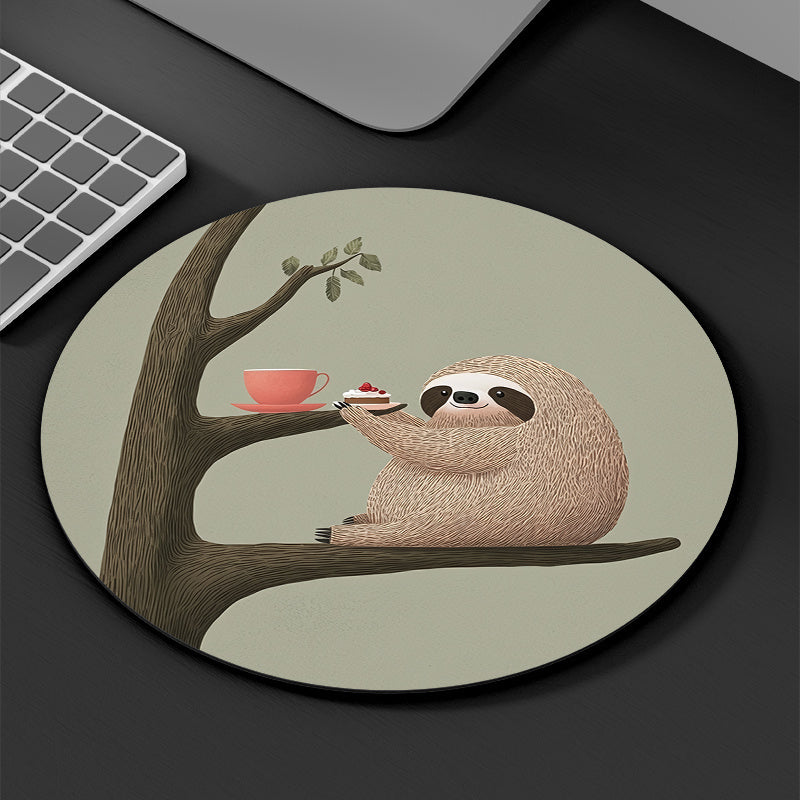 Sloth Afternoon Tea Round Mouse Pad