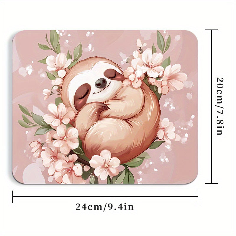 Sloth Floral Mouse Pad