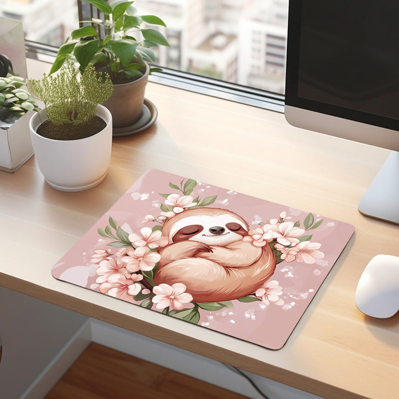 Sloth Floral Mouse Pad