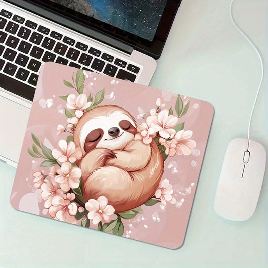 Sloth Floral Mouse Pad