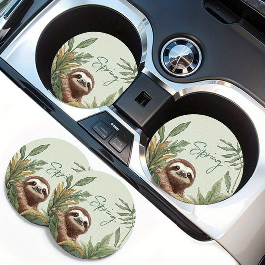 Spring Sloth Car Cup Holder Coasters