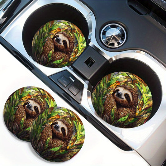 Sloth Stained Glass Pattern Car Cup Holder