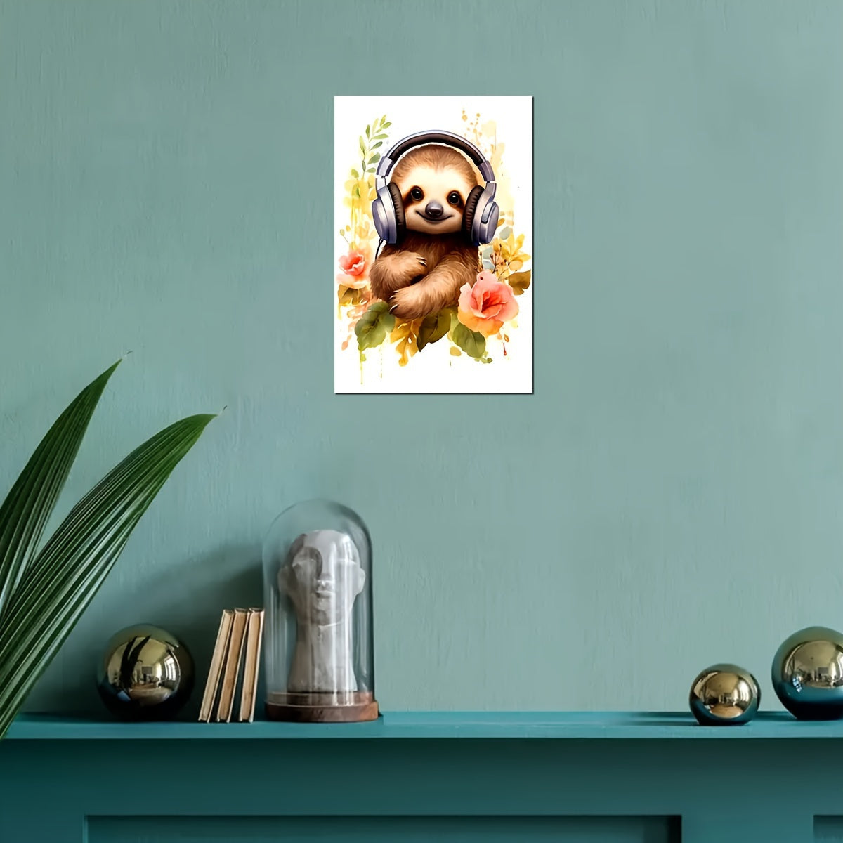 Modern Watercolor Sloth Canvas Poster