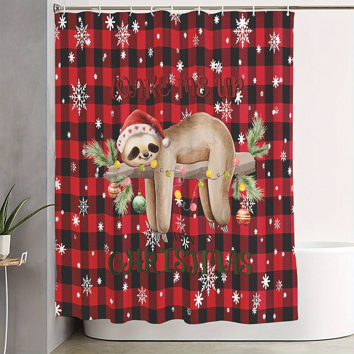 Christmas Sloth Shower Curtain