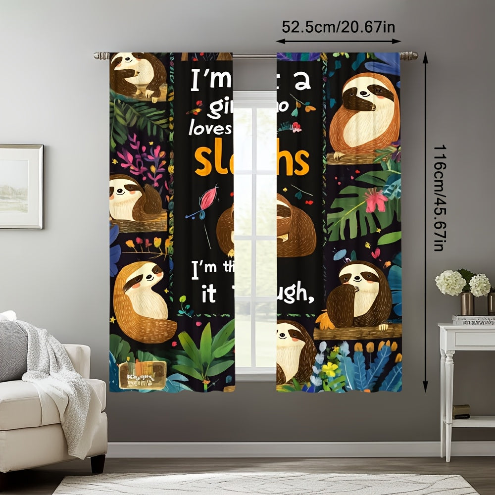 "I'm a Girl Who Loves Sloths" Curtains