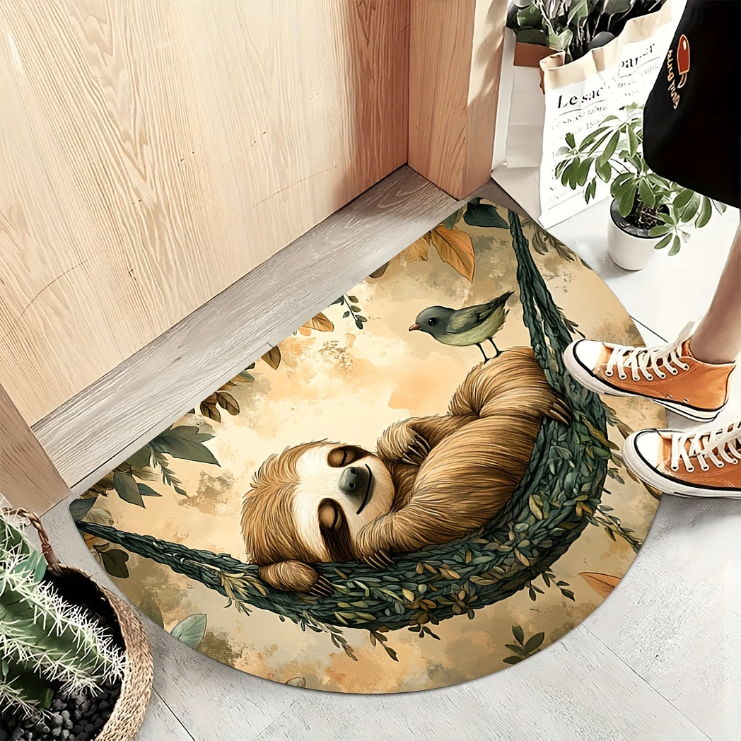 Half Circle Sloth Door Mat