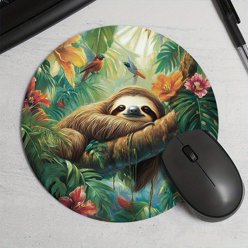 Tropical Sloth Round Mouse Pad