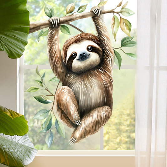 Hanging Sloth Dual-Sided Glass Sticker