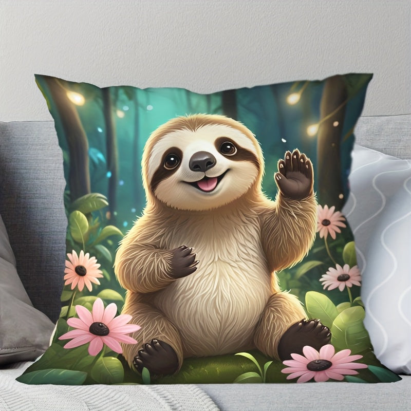 Sloth Garden Theme Cushion Cover