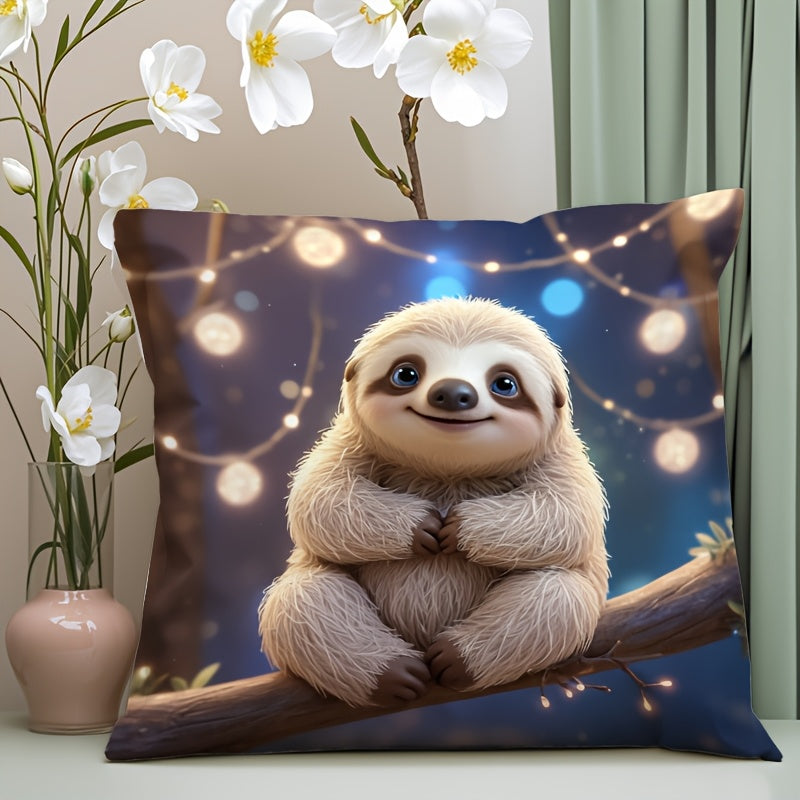 Sloth & Fairy Lights Cushion Cover