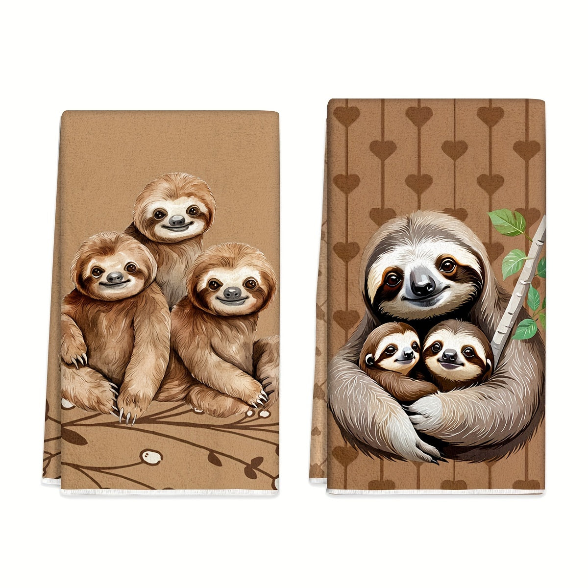 Adorable Sloth Family Hand Towels