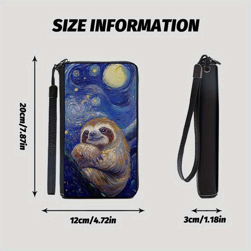 Starry Sky Sloth Faux Leather Wallet with 36 Card Slots