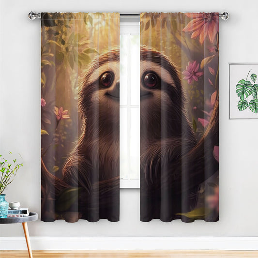 Cute Sloth Printed Curtains