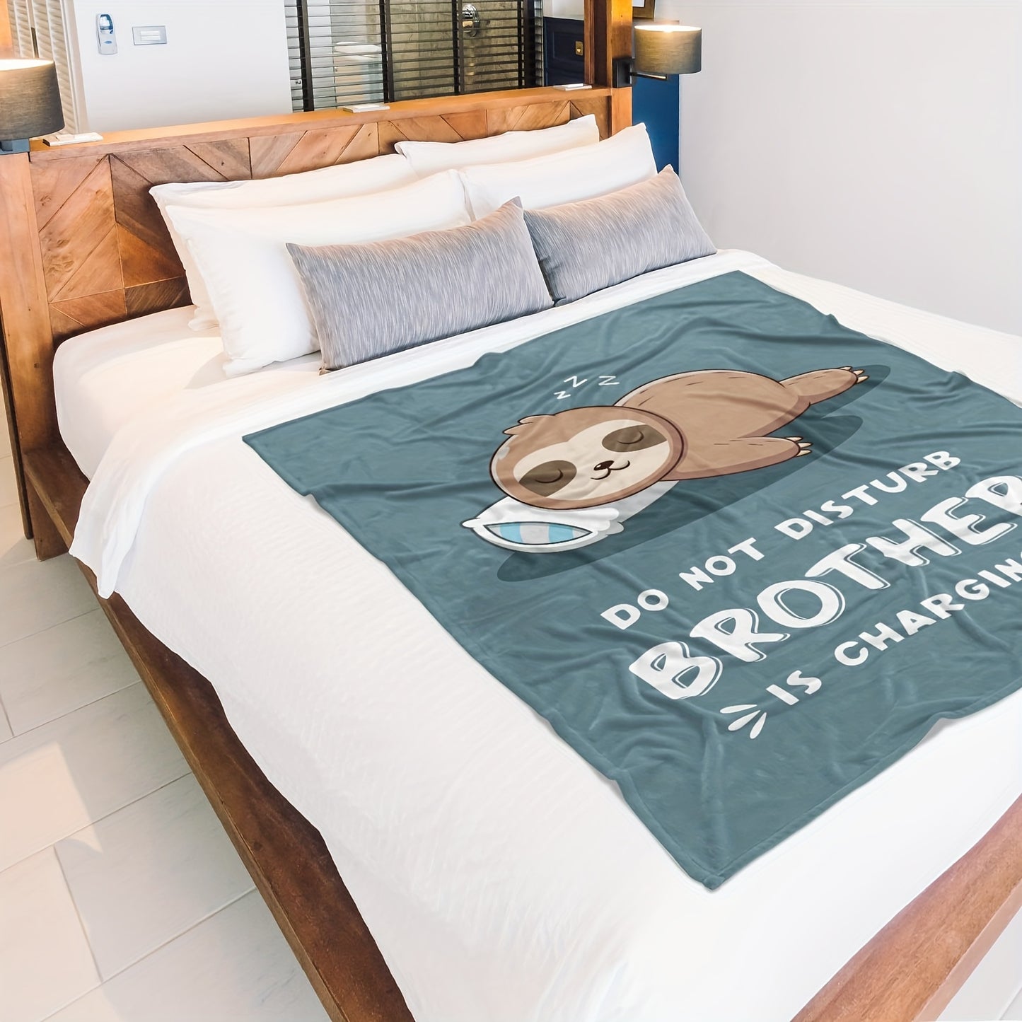 Do Not Disturb Brother Is Charging Sloth Blanket