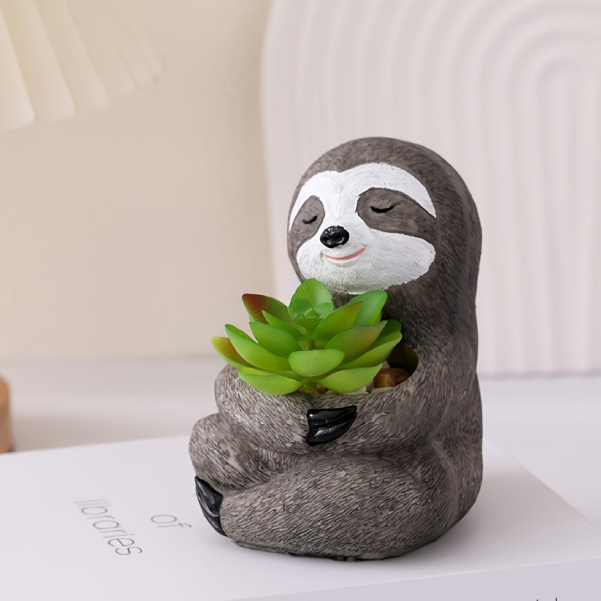 Vintage Resin Charming Sloth Hug Planter