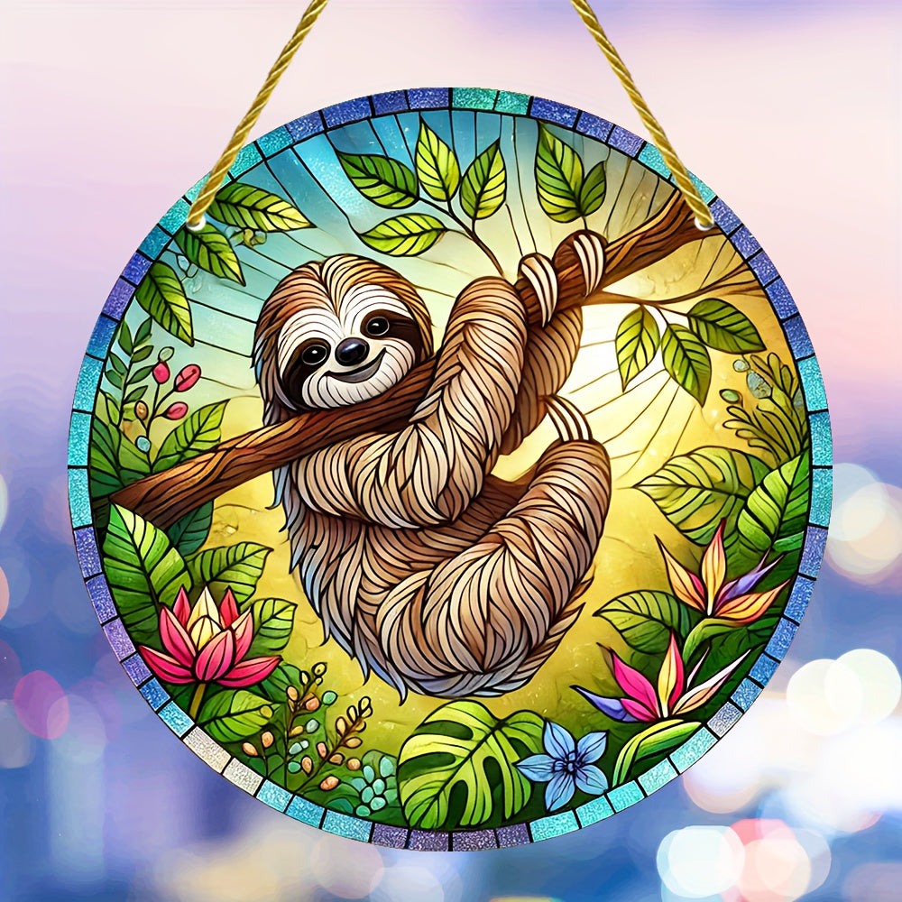 2D Acrylic Flat Sloth Theme Suncatcher