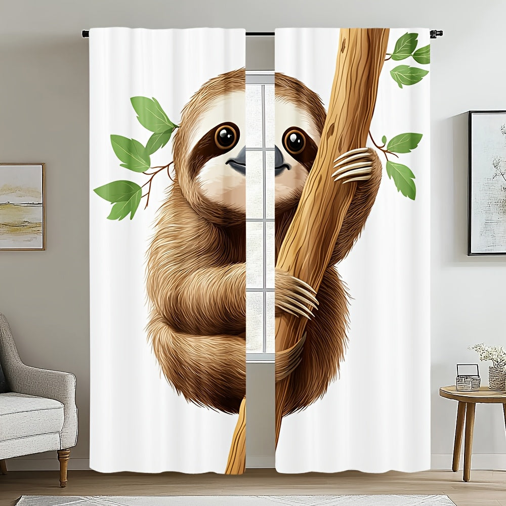 Adorable Sloth Print Curtains