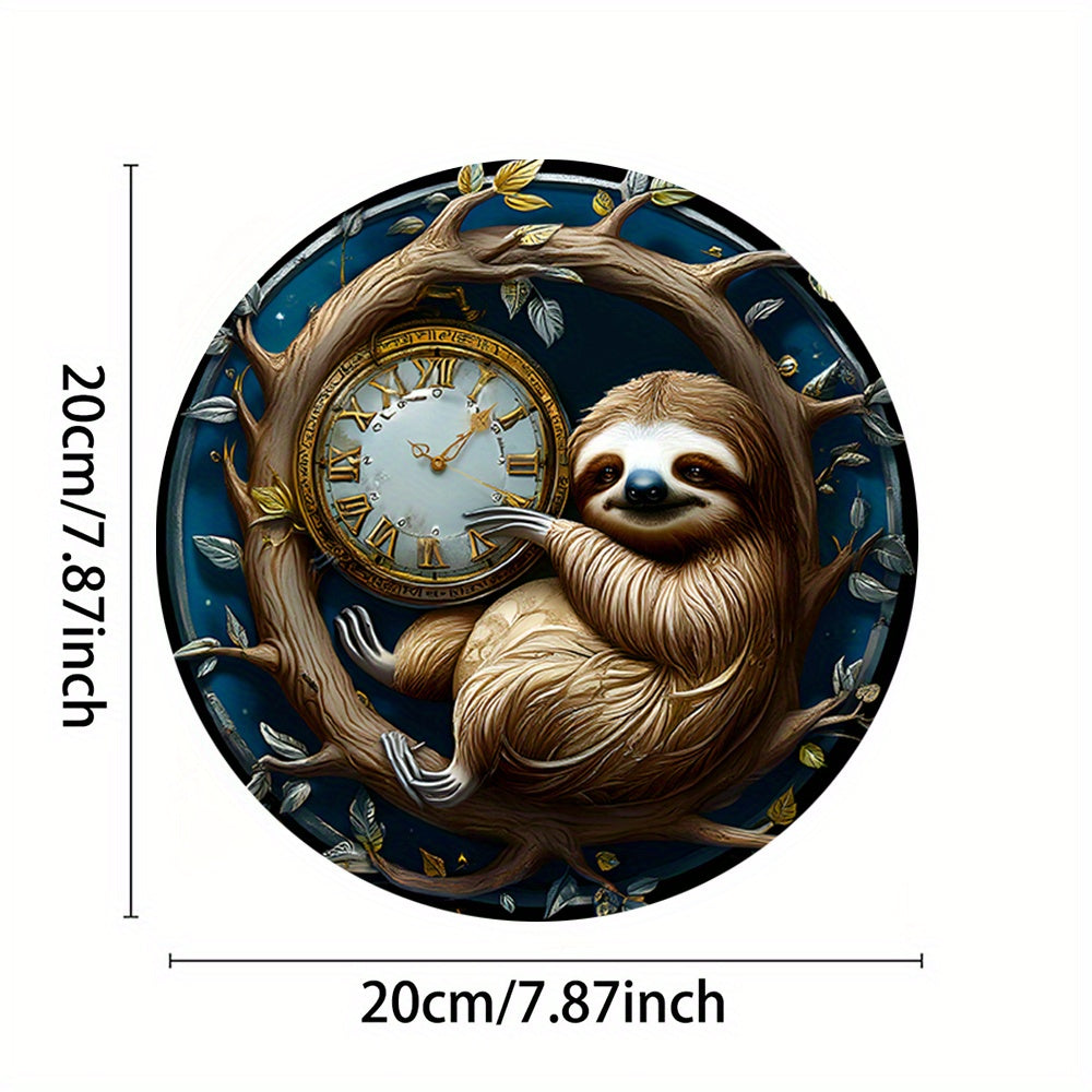 Whimsical Sloth on Branch Wall Clock