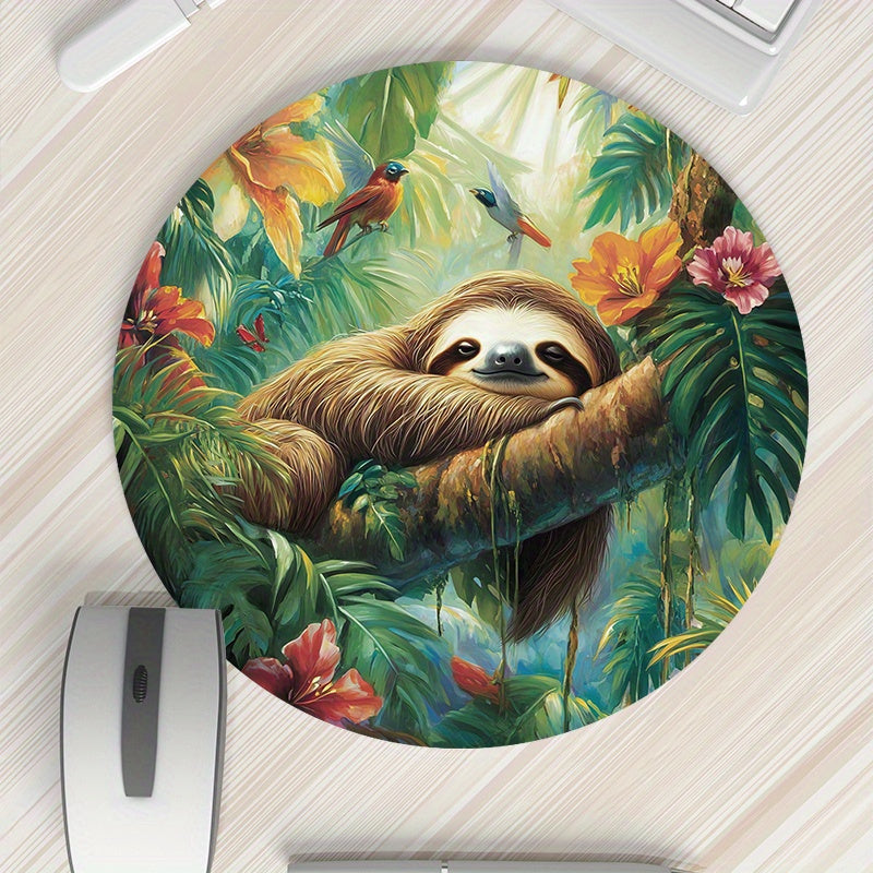 Tropical Sloth Round Mouse Pad