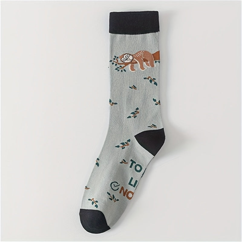 Sloth Print Mid Calf Socks