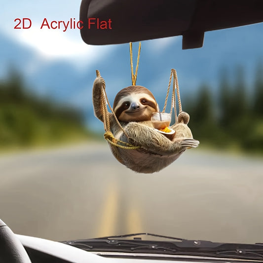 Charming Acrylic Sloth Car Pendant or keychain