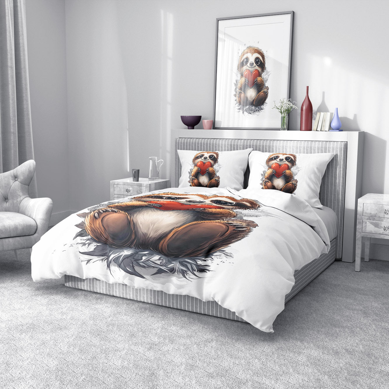 Sloth Heart Bedding Set