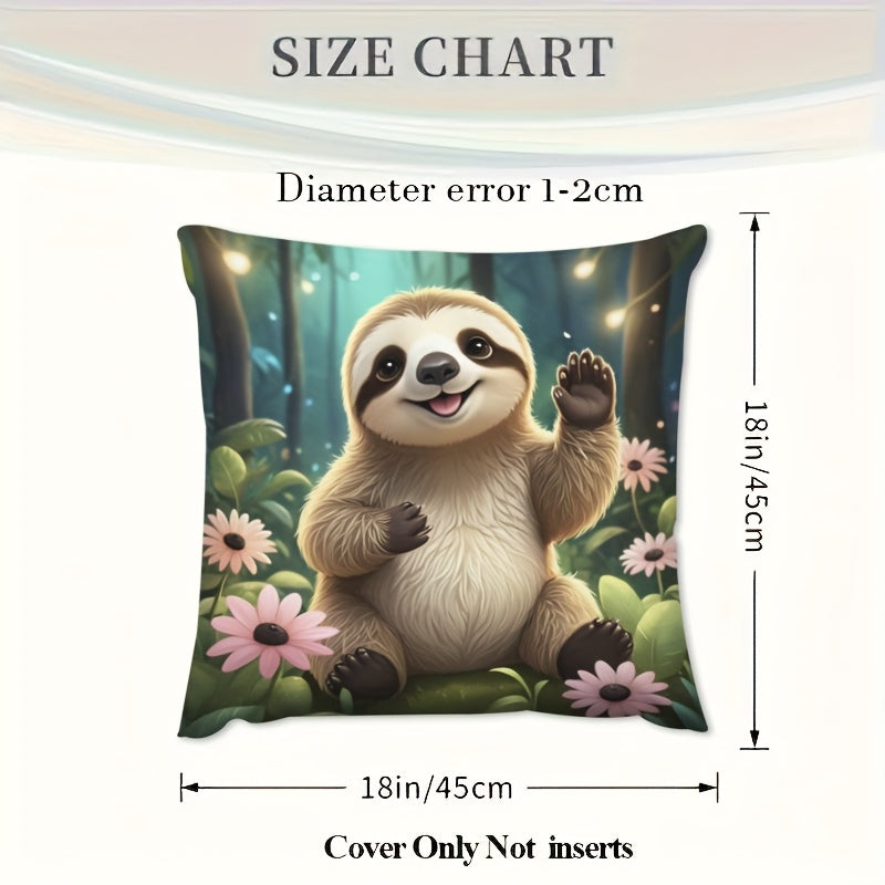 Sloth Garden Theme Cushion Cover