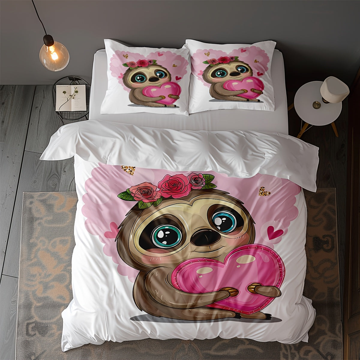 Love Heart Sloth Bedding Set