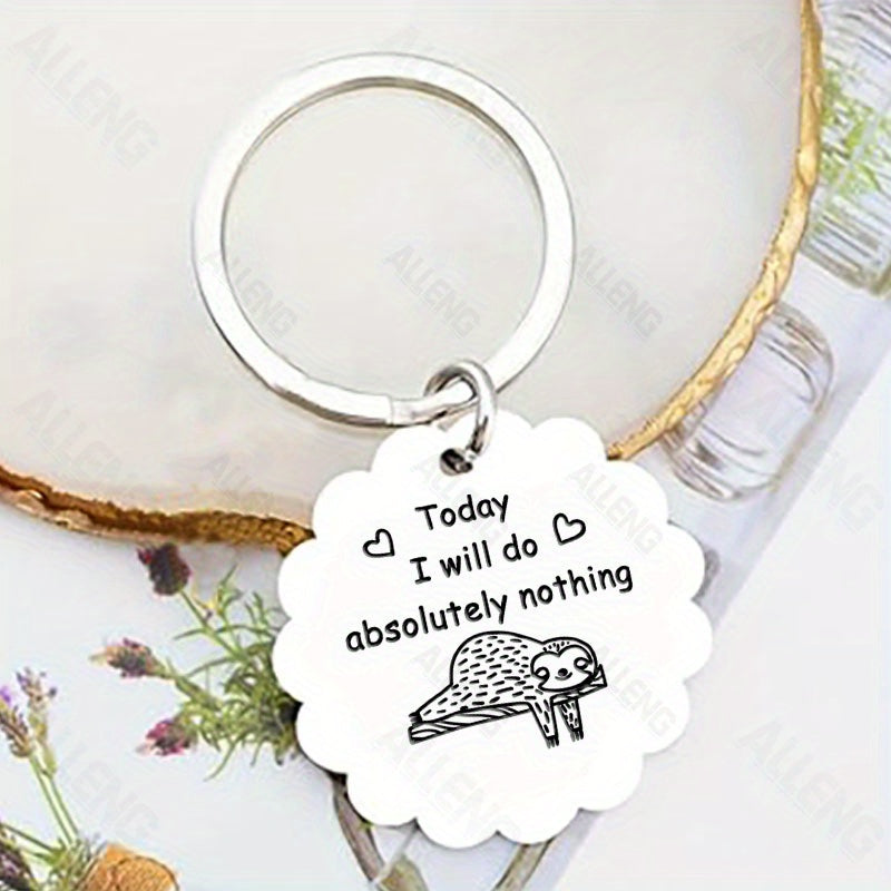 Today I Will Do Nothing Sloth Keychain