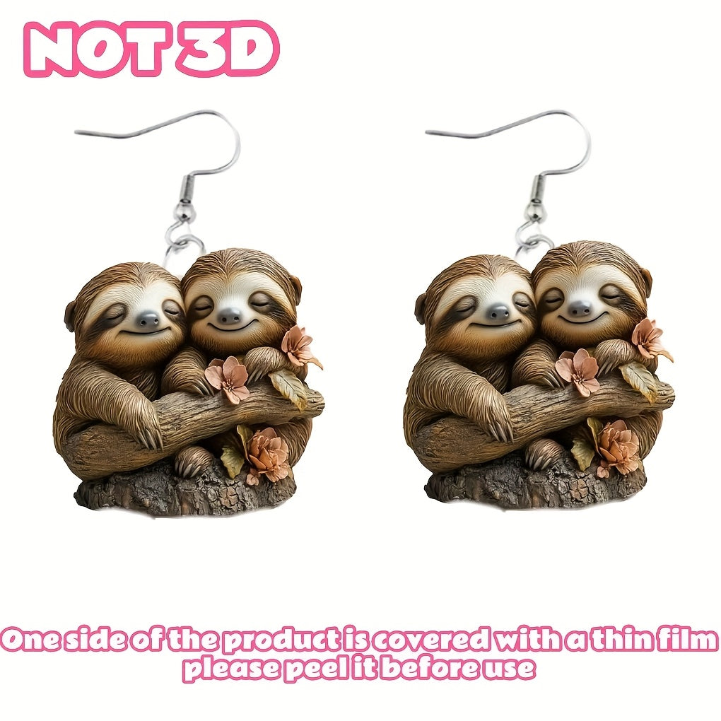 Pair of Cute Sloth Acrylic Earrings