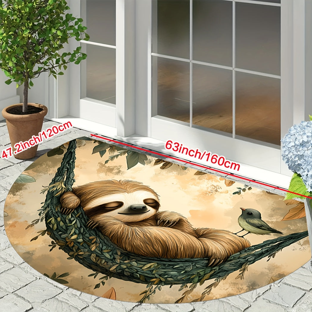 Half Circle Sloth Door Mat