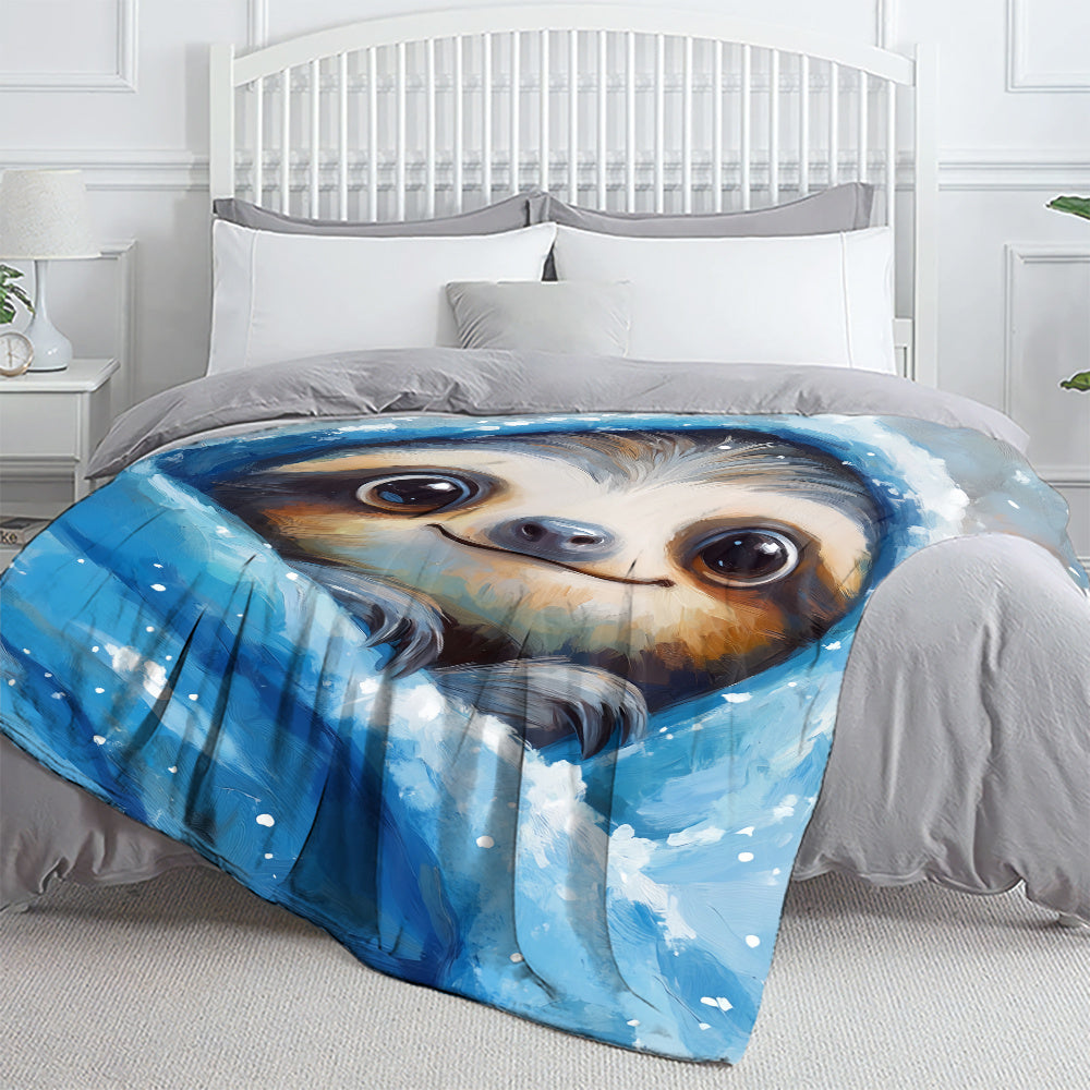 Cute Winter Baby Sloth Blanket