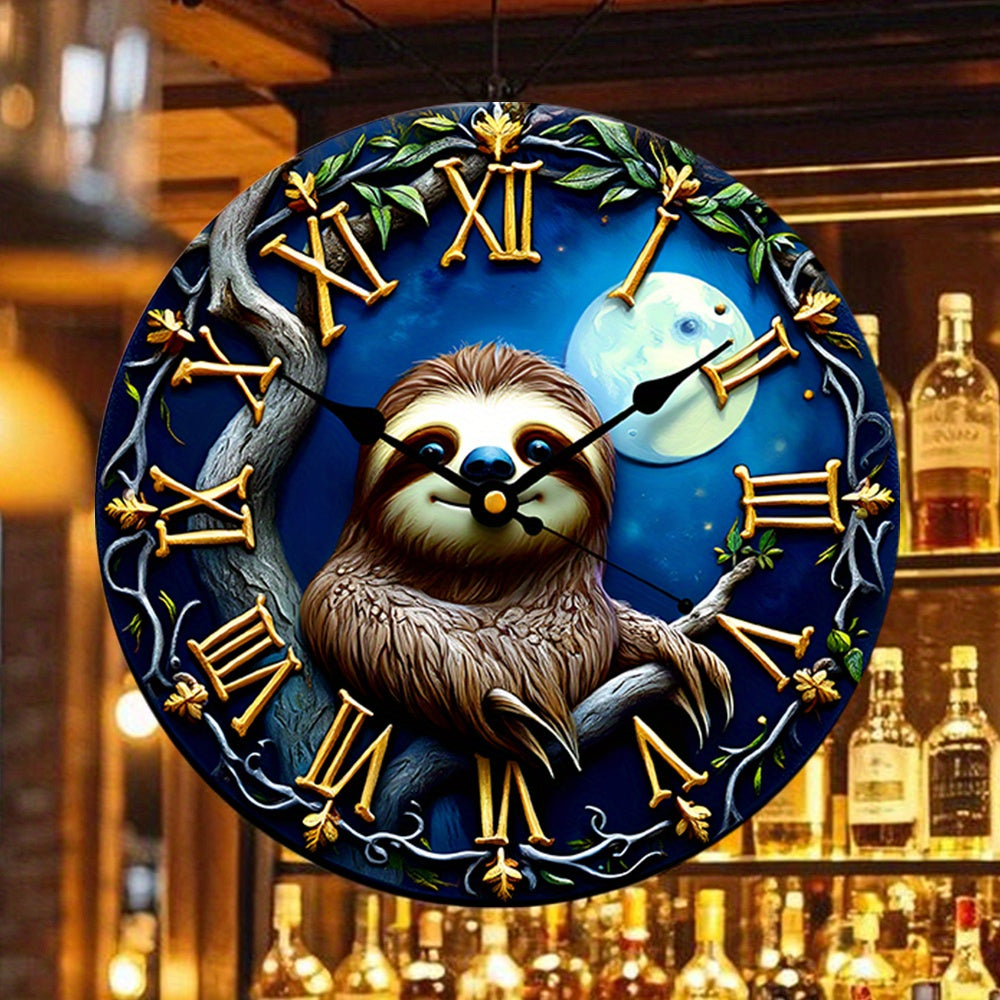 Sloth Moonlit Night Clock