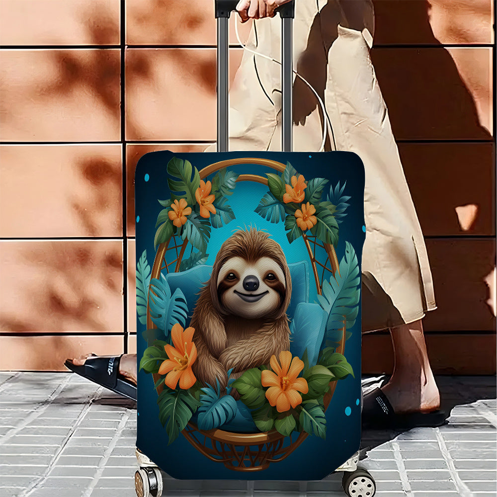 Vibrant Tropical Sloth Suitcase Cover