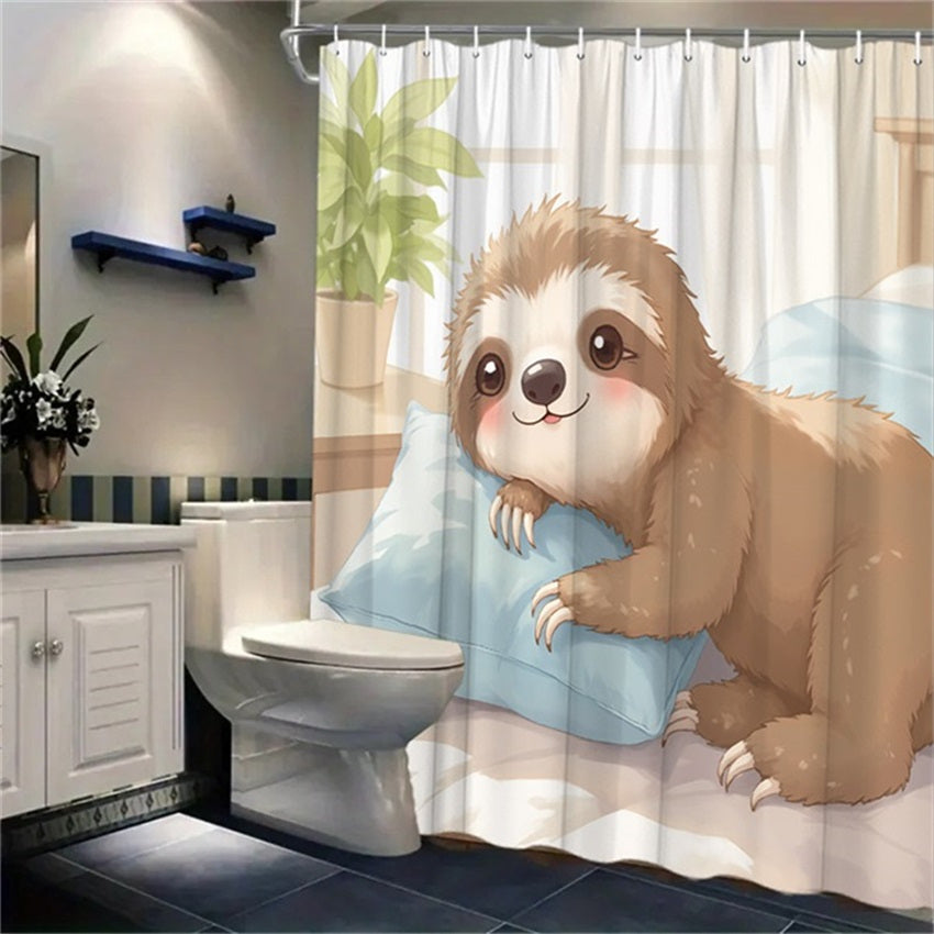 Cute Cartoon Sloth Shower Curtain