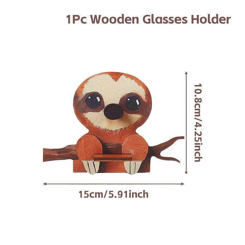 Wooden Carved Sloth Glasses Holder