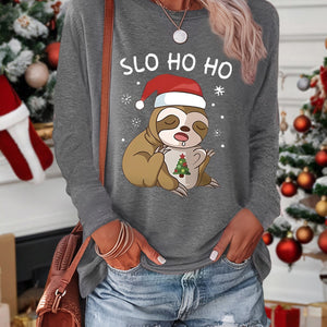 Slo Ho Ho Women's Christmas Sloth Long Sleeve T-Shirt