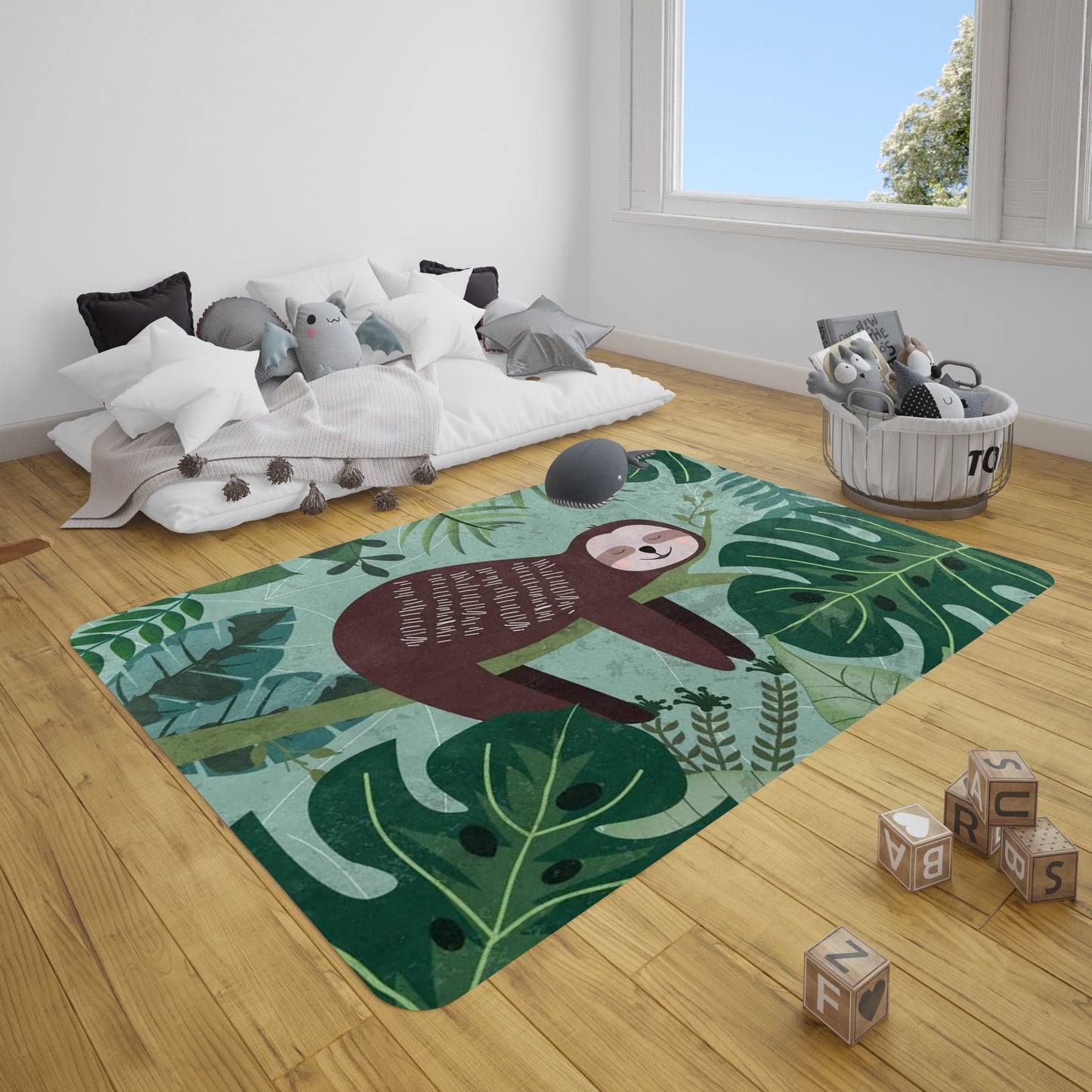 Tropical Sloth & Palm Leaf Carpet