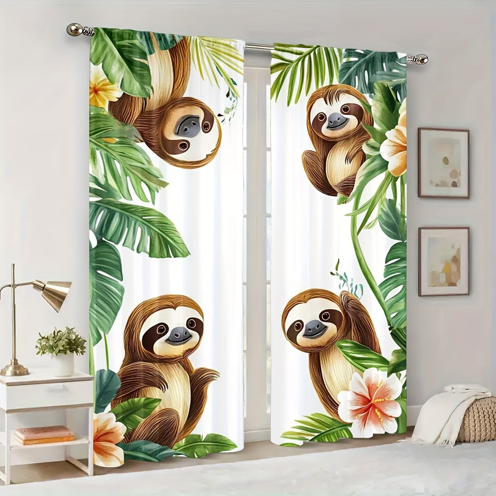 Contemporary Forest & Sloth Design Curtains