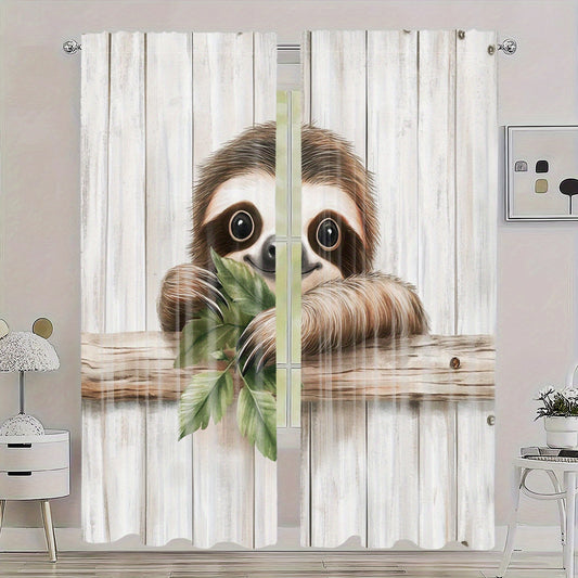 Cute Sloth Print Blackout Curtains