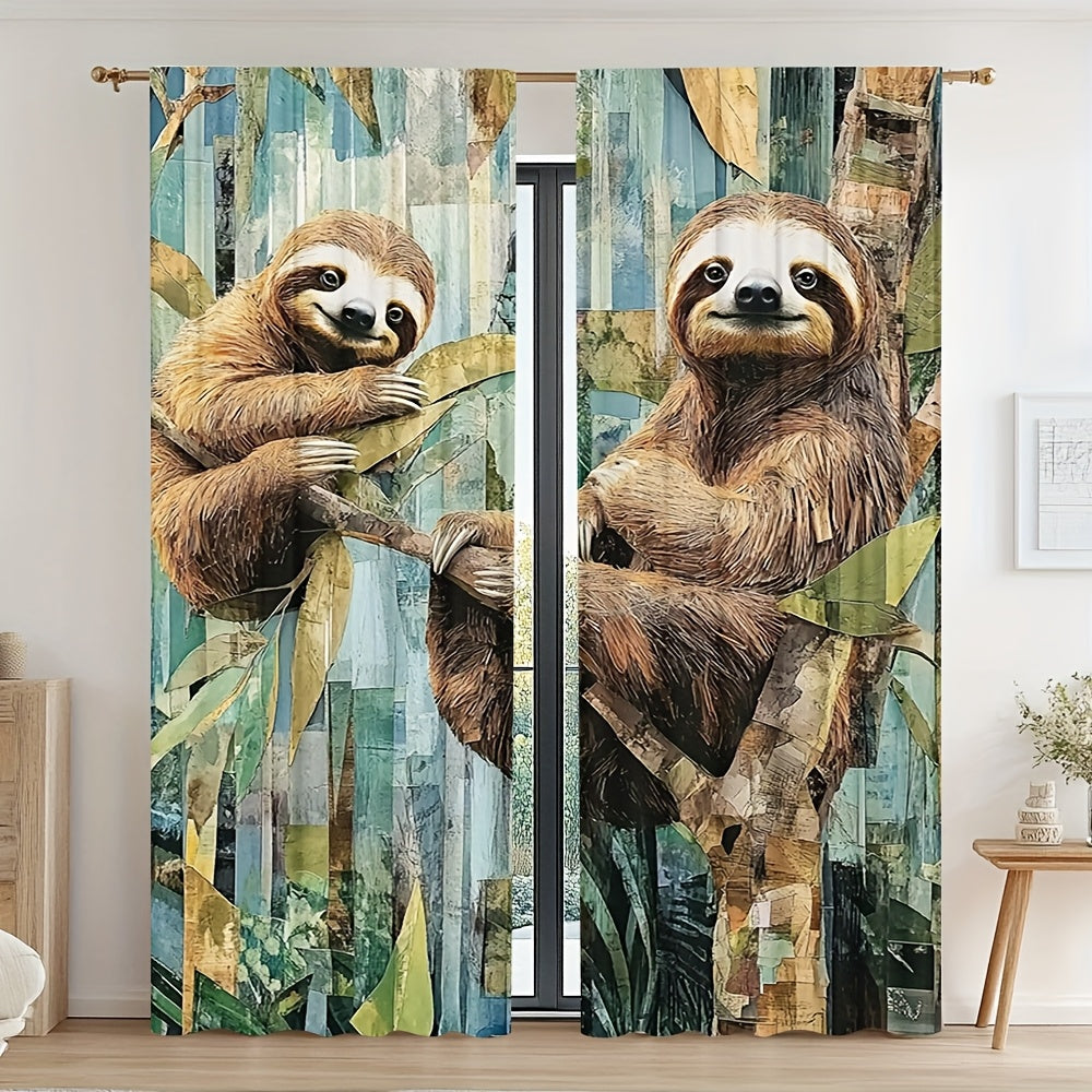 Cute Sloth Printed Curtains