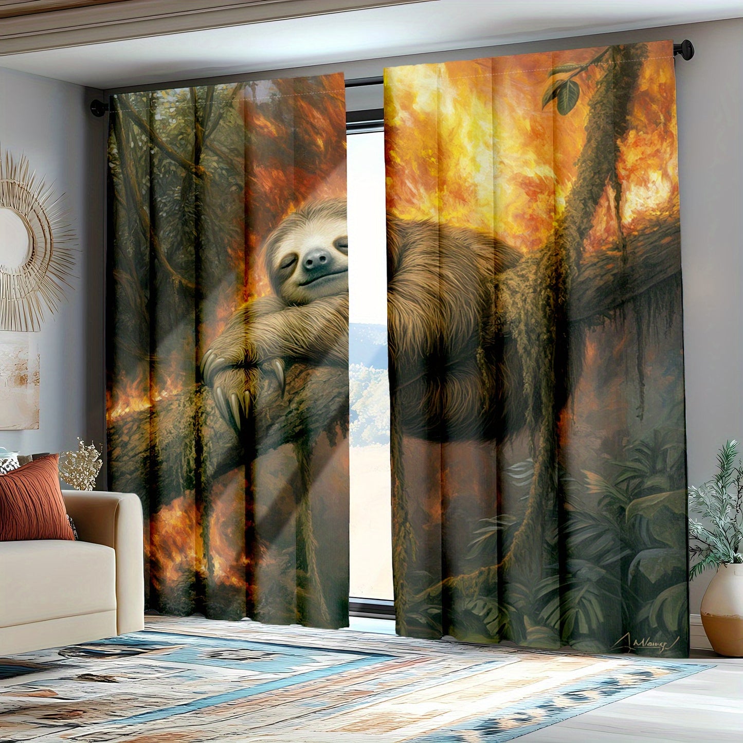 Jungle Sloth Curtains