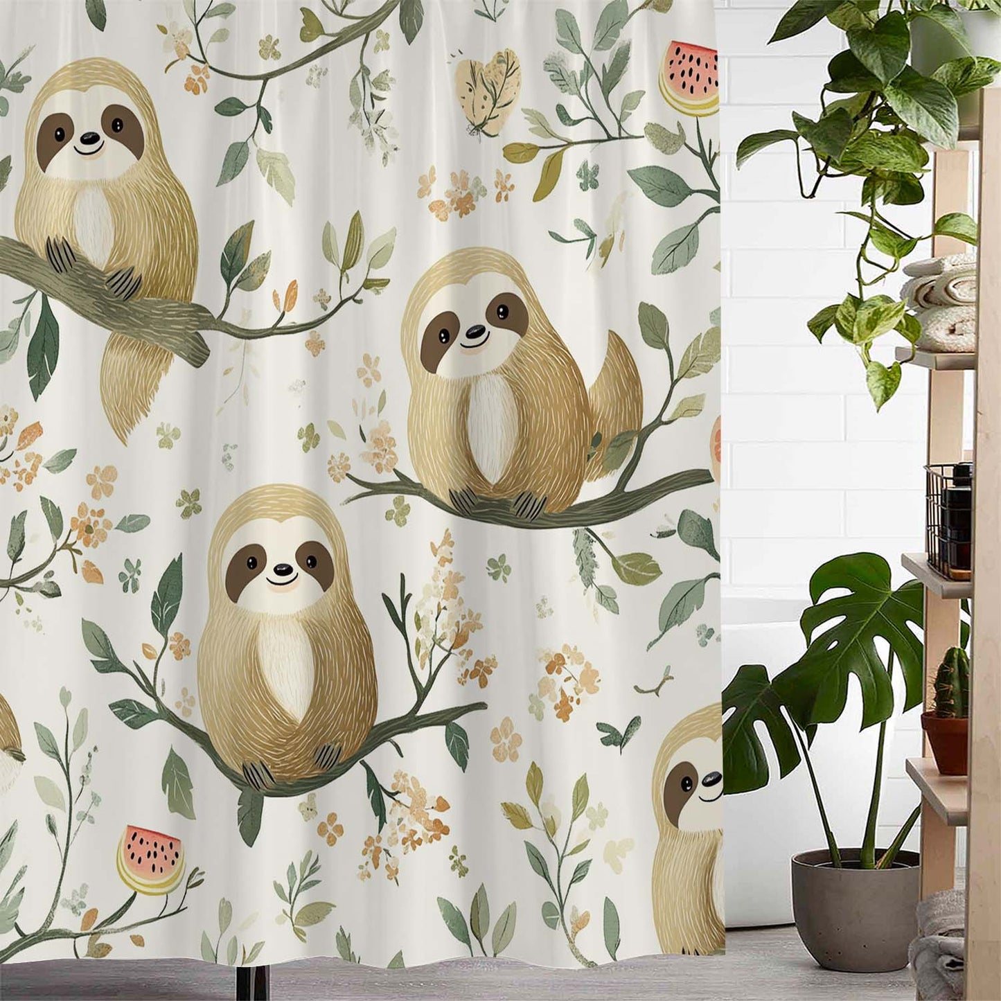 Sloth Waterproof Shower Curtain