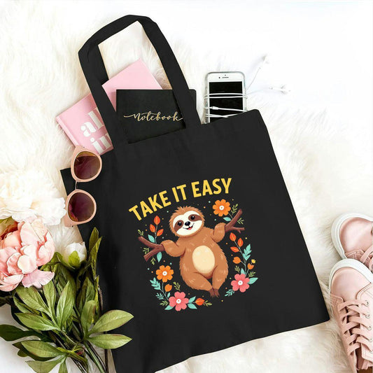 Take It Easy Sloth Canvas Tote Bag
