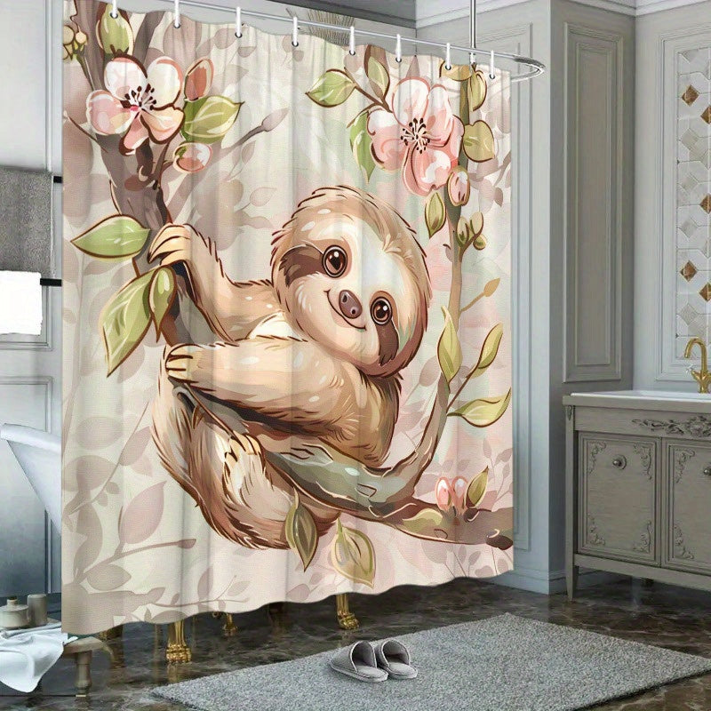 Sloth Floral Shower Curtain