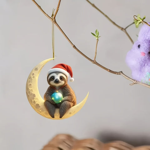 Image of Charming Sloth on the Moon Pendant Decoration